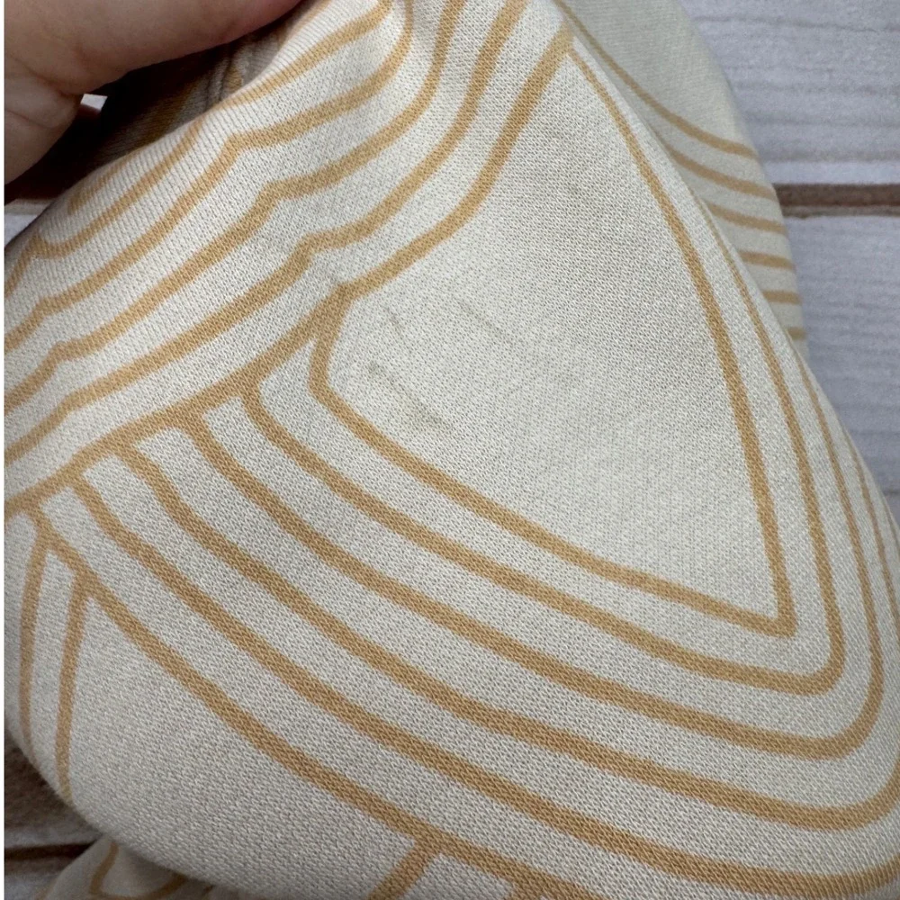 Adidas Originals Athletic Club Hoodie Cream Tan Abstract Trefoil Pattern XL